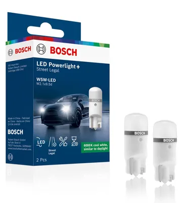 Immagine prodotto di Bosch W5W-Powerlight+ - Lampade LED retrofit - 12 V, 6000 K, luce bianca fredda, compatibile con