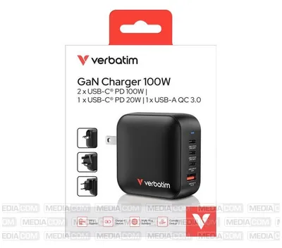 Produktbild von Verbatim Mini GaN Charger 100W, Drinnen, AC, Schwarz