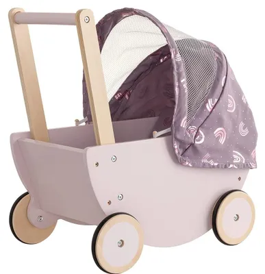 Productafbeelding van Houten Poppenwagen met Vouwkap - Regenboog