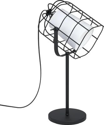 Zdjęcie produktu dla Lampa stołowa 1-światło wys. x dł. x szer. 57 x 27,5 x 26 cm Bittams czarny/biały z przełącznikiem kablowym