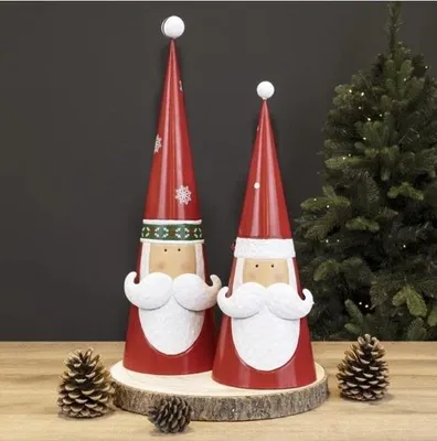 Produktbild von Deko-Figur Weihnachtsmann 2-teilig ca. 14 x 14 x 49 cm / 11 x 11 x 39 cm