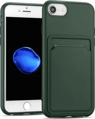 Immagine prodotto di Custodia per cellulare per Apple iPhone 7 / 8 / SE 2 / SE 3 Cover Cover protettiva in silicone con slot per schede Slim Wallet Case, verde