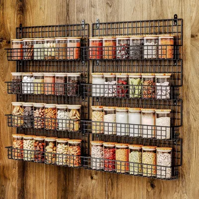 Produktbild von Wandmontiertes Kräuterregal - 4-lagiger Organizer - ideal für die Küche - 36 Töpfe
