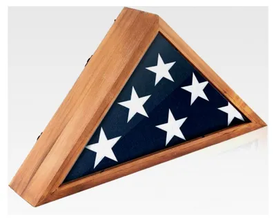 Produktbild von Vitrine für Holzflaggen für gefaltete amerikanische Flagge 7,6 x 12,7 cm, 44 x 23 x 8,5 cm, kleine Militärflaggen, Rahmen, Wandmontage, Flaggenetuis für Veteranen, mit transparentem Deckel