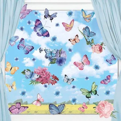 Immagine prodotto di Decorazione per finestre a forma di farfalla, 33 pezzi, adesivi murali a forma di fiori