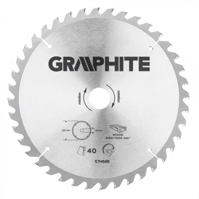 Obrázok produktu pre GRAPHITE Pilový kotúč, široký, 255 x 30 mm, 40 zubov