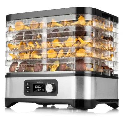 Produktbild von Lehmann Dörrautomat Edelstahl 450W, Dörrgerät für Lebensmittel mit 5 Dörrebenen, Trockner für Obst, Pilze, Fleisch, Kräuter, BPA frei