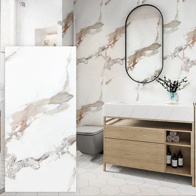 Produktbild von 4 Stück 60x120cm PVC Wandpaneel - Marmor-Look - Badezimmerpaneel - Renovierungspaneel - TV-Paneel - Duschwand - Küchenpaneel - PVC - Marmor-Design - Wandpaneel - 60x120cm