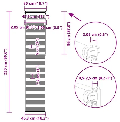 Produktbild von vidaXL Doppelrollo Weiß 50x230 cm Stoffbreite 45,9 cm Polyester