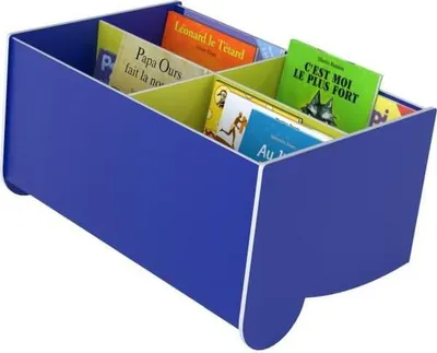 Produktbild von Schulbuchkasten Kunststoff geneigt blau/gelbgrün.