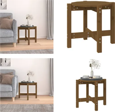 Productafbeelding van vidaXL Salontafel, honingbruin, Ø 52,5 x 45 cm, massief grenenhout - Salontafel - Salontafels - Bijzetter - Tafel voor de bank