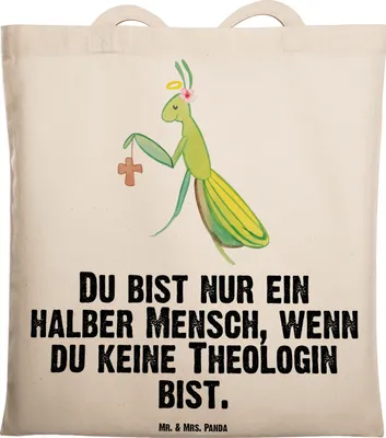 Produktbild von Mr. & Mrs. Panda Schultasche Theologin Herz - Transparent - Geschenk, Shopping Tasche, Jutebeutel, Einkaufstasche, Tote Bag