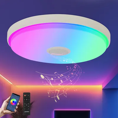 Produktbild von [2 Stücke] Led Deckenleuchte mit Fernbedienung und App dimmbar 24W Bluetooth Deckenleuchte ,Farbwechsel RGB Warmweiß/Kaltweiß 30CM