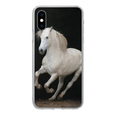 Produktbild von MuchoWow® Handyhülle Schutzhülle Hülle für iPhone X Pferde - Schwarz - Porträt Silikon Softcase Handy Hülle - Handyhülle