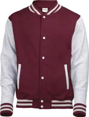 Produktbild von Awdis Kinder Jacke Varsity RW191 (5-6 Jahre) (Burgunder/Heather Grau)