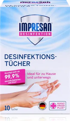 Produktbild von Impresan Desinfektions-Tücher 10 stk. - Ideal für unterwegs (1er Pack)