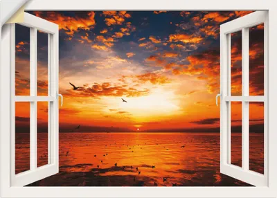 Produktbild von ARTland Wandbild, selbstklebend Sonnenuntergang am Strand, weiß Größe: 100x70 cm
