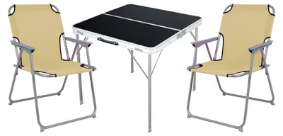 Immagine prodotto di set 3 mobili da campeggio in alluminio L80xL80xH70cm Beige
