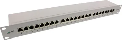 Zdjęcie produktu dla Patch panel InLine® Cat.6A 24-gang 19" 1U jasnoszary RAL7035