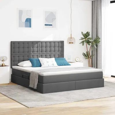 Image de Maison Exclusive - Lit coffre avec matelas, couleur gris foncé, 180 x 200 cm, revêtement en tissu