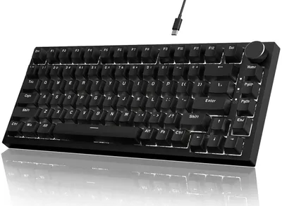 Zdjęcie produktu dla Klawiatura mechaniczna YINDIAO Ajazz AK820 z przyciskami, układ ANSI 75%, 81 klawiszy, przewodowa klawiatura gamingowa, ulepszona konstrukcja montażu, czerwone przełączniki hot-swap, białe podświetlenie, do PC, MAC (czarna)