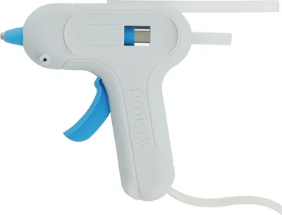 Produktbild von Westcott Mini Heißklebepistole Weiß | DIY Heißkleber inkl. 2 x 7mm Heißklebesticks | Klebepistole zum Basteln für Erwachsene oder Kinder | 1,4m Kabellänge | E-17868 00