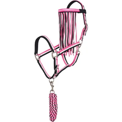 Produktbild von Imperial Riding Halfter mit Anbindestrick und Fliegenfransen IRH Neon Pink Shetty