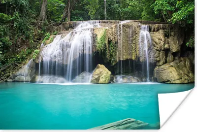 Produktbild von MuchoWow® Poster Wasser - Wasserfall - Bäume 90x60 cm - Schlafzimmer