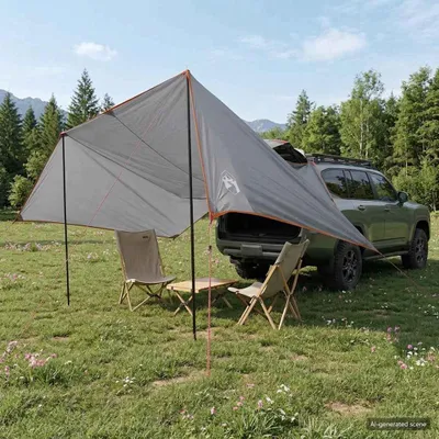 Immagine prodotto di Telo copriauto con tetto grigio e arancione, dimensioni 518 x 580 x 215 cm