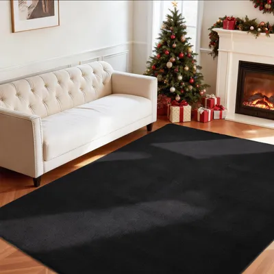 Niedrigfloriger Teppich, 160x220 cm, schwarz, waschbar, rutschfest