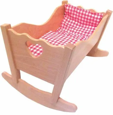 Produktbild von Holz Puppenwiege mit 3teiliger Garnitur