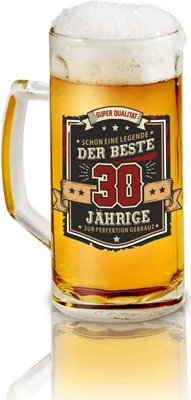 Immagine prodotto di Boccale di birra da 0,5 l con iscrizione per il 30° compleanno - Il miglior trentenne - regalo per uomini - in confezione regalo
