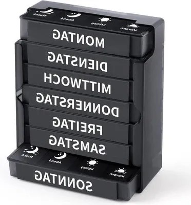 Imagen del producto de Caja para medicamentos de 7 días, con divisiones para la mañana, el mediodía y la noche, y 4 compartimentos