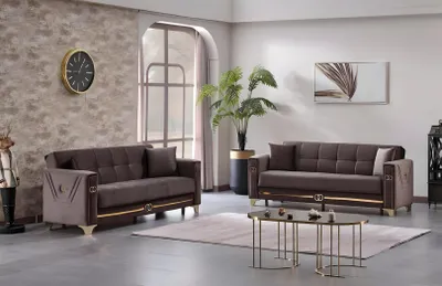 Produktbild von Polstermöbel 2x Sofas Set Polster Sitz Komplett Sofa 3 Sitzer Wohnzimmer