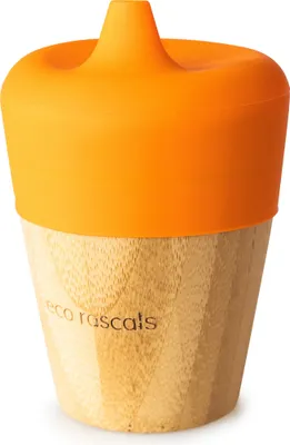 Imagen del producto de Vaso de bambú pequeño, 190 ml, color naranja, producto ecológico