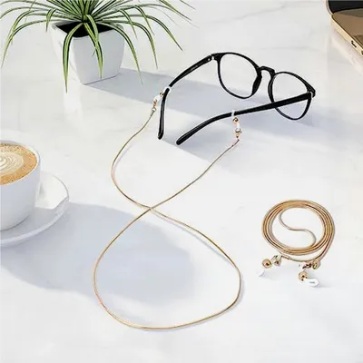 Produktbild von Edelstahl-Brillenkette, schmaler Sonnenbrillenhalter aus Titanlegierung, Brillenbandhalter für den Hals