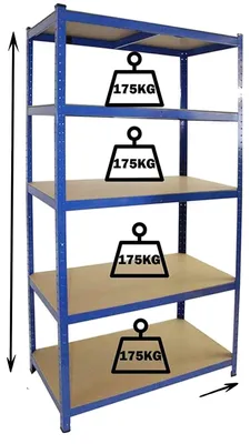 Obrázek produktu pro Regálová police, 5 úrovní, robustní konstrukce, rozměry 180x90x40 cm, barva: modrá