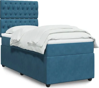 Produktbild von Langlebige Boxspringbett mit Matratze Blau 90x190 cm Samt Gästebett mit Lattenrost Möbel4826702
