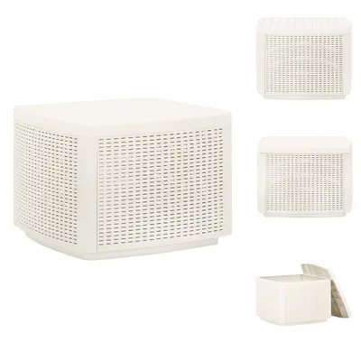 Image de vidaXL Table de jardin blanche 53 x 53 x 40 cm en plastique - Tables de jardin