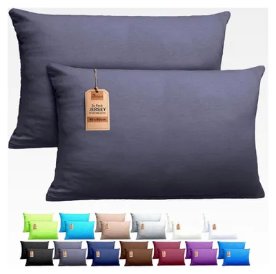 Produktbild von 2er Set Jersey Kissenbezüge – Elastisch, weich, atmungsaktiv und hautfreundlich – Waschbare Kissenhülle - 40x60 (geeignet für Nackenkissen) – Anthrazit Grau