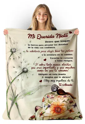 Obrázok produktu pre Personalizovaná fleecová deka pre vnučku, darček, 150 x 200 cm, béžová
