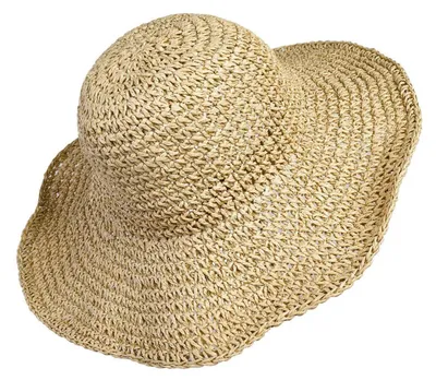Produktbild von Sommerhut Damen mit breiter Krempe, faltbar, 100% Papierstroh, beige