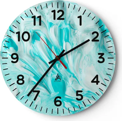 Produktbild von Wanduhr - Rund - Glasuhr - Blume Abstraktion - 40x40cm - Schleichendes Uhrwerk - Lautlos - zum Aufhängen bereit - Dekoration Modern - Wanddekoration aus Glas - C4AR40x40-3827