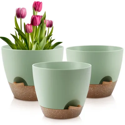 Obrázok produktu pre Omgoods – Sady samonáplňových kvetináčov (3 kusy), 25/25 cm, plastové