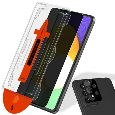 Produktbild von 1-Pack Samsung A52s Displayschutzfolie Privacy & 1-Pack Kameraschutz - Gehärtetes Glas | [Automatische Installation] - Blasenfrei