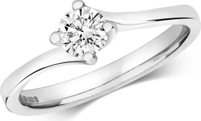 Produktbild von Funkelndes Feuer 18 Karat (750) Weißgold Solitär Verlobung Diamant Damenring Brillant-Schliff 0.35 Karat GH - SI2, 55 (17.5); TRS3219118KWRSO