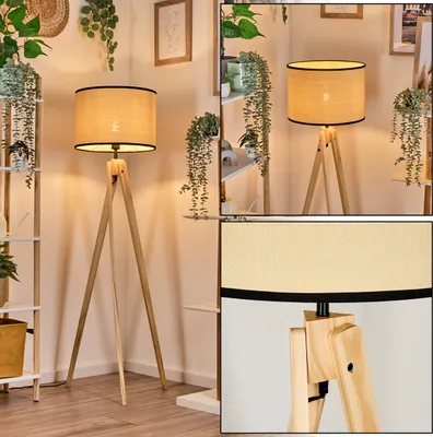 Produktbild von Tamarispa Stehlampe aus Holz/Papiergeflecht in Natur/Beige/Schwarz
