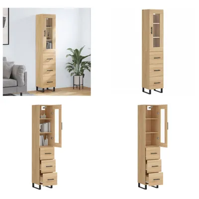 Image de vidaXL Highboard Chêne Sonoma 34,5x34x180 cm Bois composite - Highboard - Buffet - Armoire