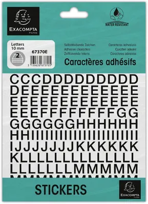 Zdjęcie produktu dla Exacompta 67370E, Litera, symbol, Czarny, Winyl, 2 ark., 10 mm, 40 g