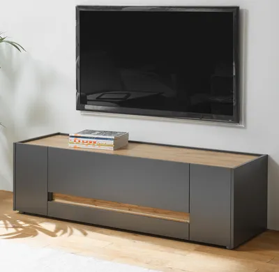 Produktbild von TV - Lowboard TV - Unterteil Center in grau matt und Eiche Wotan 140 cm